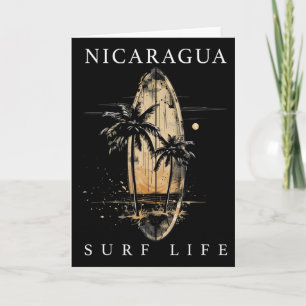 Carte Nicaragua Nica Surf Vintage Surfeur
