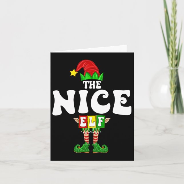 Carte Nice Elf Famille de Noël Correspondant Pyjamas Elf (Devant)