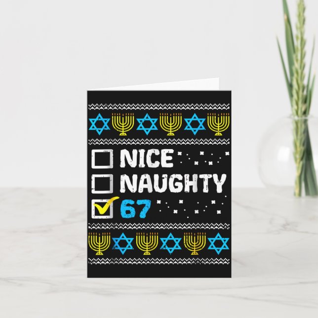 Carte Nice Naughty 67 Six Seven Ugly Hanukkah Sweater Ch (Devant)