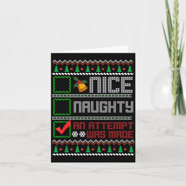 Carte Nice Naughty An Attempt Was Made Christmas List Sa (Devant)