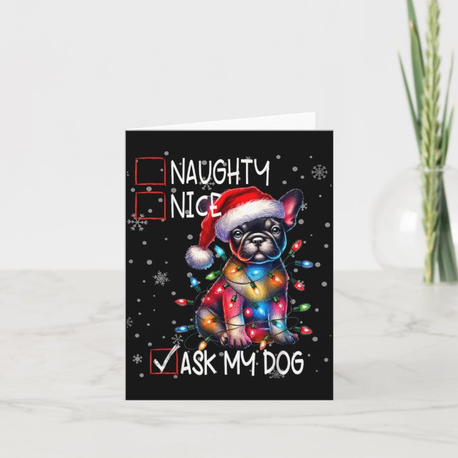 Carte Nice Naughty Ask My Dog Christmas List Xmas  (Devant)