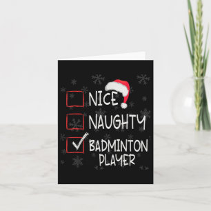 Carte Nice Naughty Badminton Liste des joueurs Noël Père