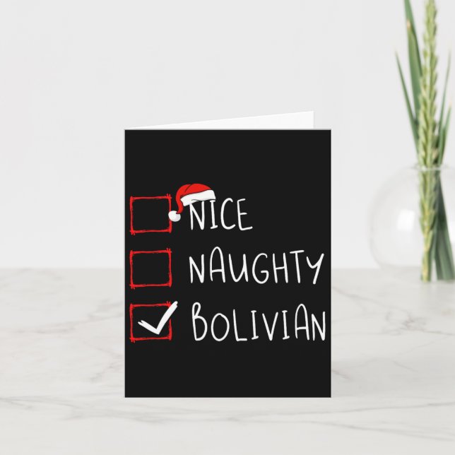 Carte Nice Naughty Bolivien Noël Bolivie Roots Heri (Devant)