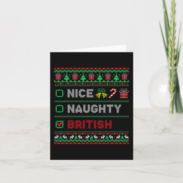 Carte Nice Naughty British Christmas Checklist Angleterr (Devant)