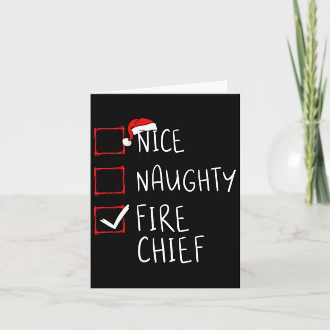 Carte Nice Naughty Fire Chief Christmas List Santa Claus (Devant)