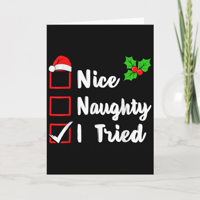 Carte Nice Naughty I Tried Funny Christmas Pjs Family Ma (Devant)