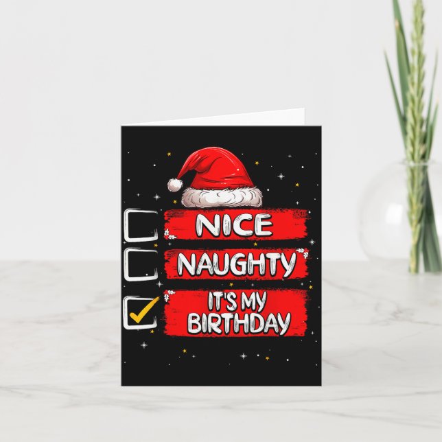 Carte Nice Naughty It's My Birthday Christmas List Santa (Devant)