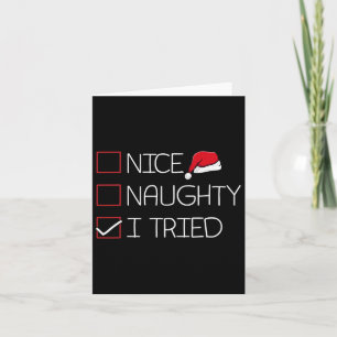 Carte Nice Naughty J'Ai Essayé Noël Pyjama Humour drôle