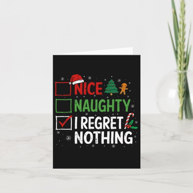 Carte Nice Naughty Je Regrette Rien De Coupable Noël Lis (Devant)