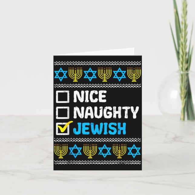 Carte Nice Naughty Jewish Ugly Hanukkah Sweater Chanukah (Devant)