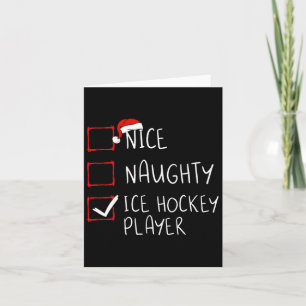 Carte Nice Naughty Joueur de hockey sur glace Liste Noël