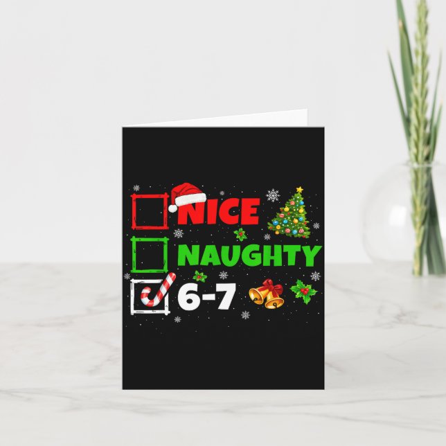 Carte Nice Naughty List 67 Christmas Brainrot Funny 6-7  (Devant)