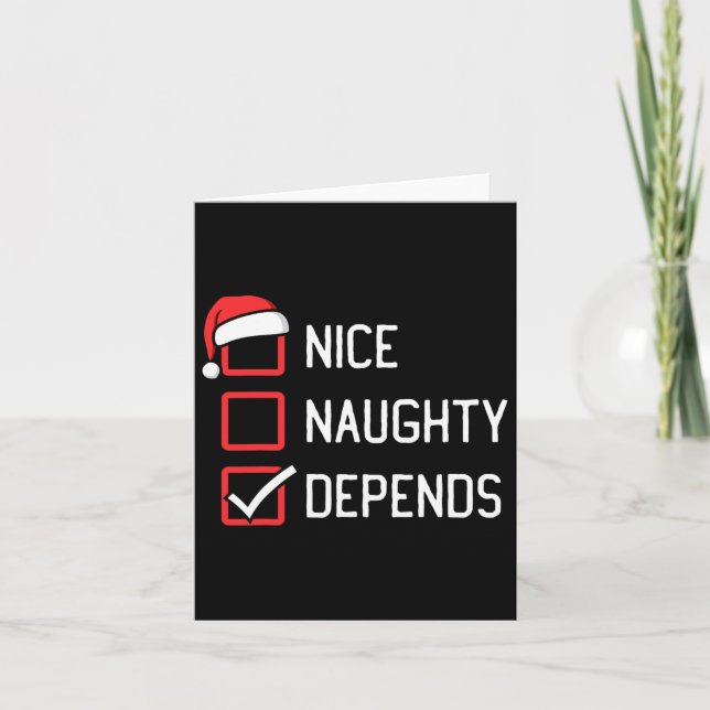 Carte Nice Naughty Liste Dépend Noël (Devant)