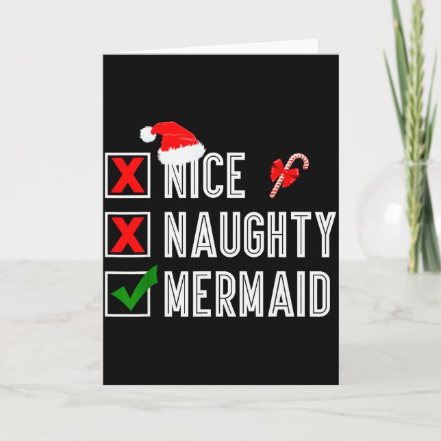 Carte Nice Naughty Mermaid Merry Christmas Santa Claus X (Devant)