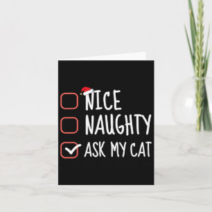 Carte Nice Naughty Poser ma chatte Liste de Noël Père No