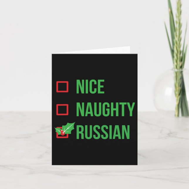 Carte Nice Naughty Russe Drôle Mauvais Noël (Devant)