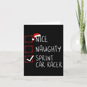 Carte Nice Naughty Sprint Car Racer Liste de Noël Père N