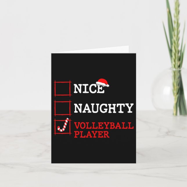 Carte Nice Naughty Volleyll Joueur Noël Père Noël Funny (Devant)