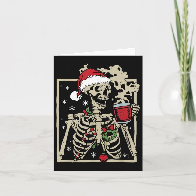 Carte Nice Skeleton Santa Hat Noël (Devant)