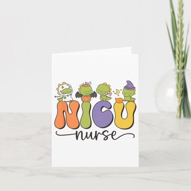 Carte Nicu Nurse Dinosaur Halloween Citrouille Neonatal  (Devant)
