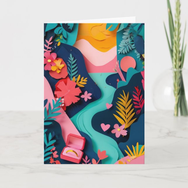 Carte Nid d'amour vibrant en papier découpé (Devant)