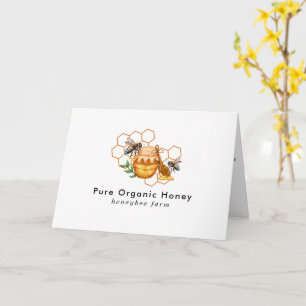 Carte Nids d'abeille aquarelle moderne avec abeille plié