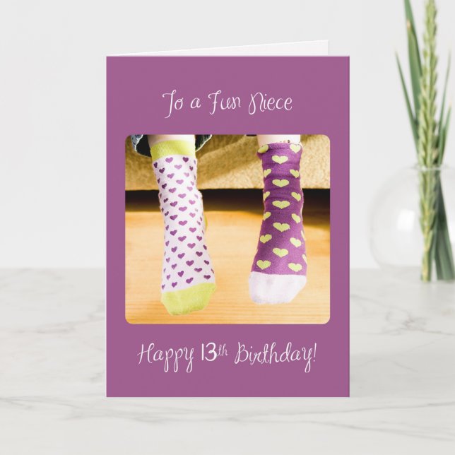 Carte Nièce 13e anniversaire Chaussettes folles (Devant)