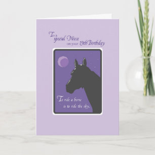 Carte Nièce 19e anniversaire avec cheval à la nuit sur P