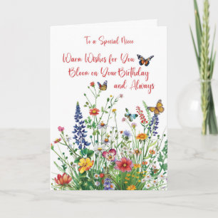 Carte Niece Amour Anniversaire En Fleur sauvage Fleur