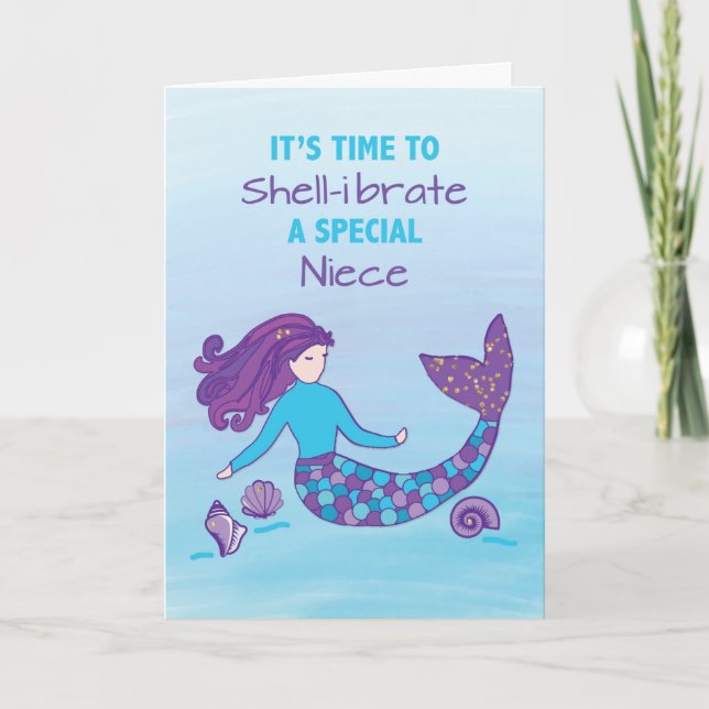 Carte Niece Anniversaire Sparklook Mermaid (Devant)