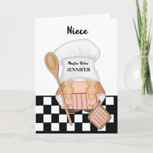 Carte Nièce Anniversaire Whimsical Gnome Baker Baking