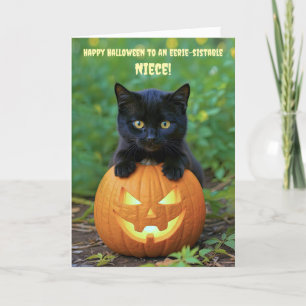Carte Nièce Halloween Petit Chat Noir Kitten