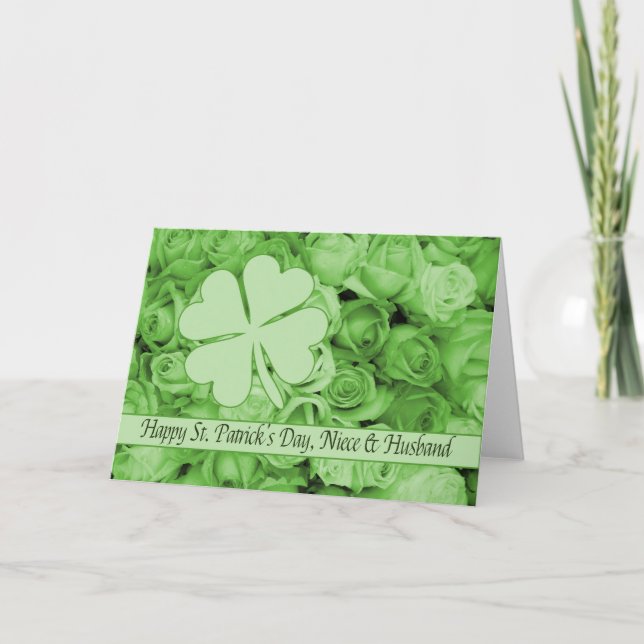 Carte Niece & Husband St. Patrick's rose irlandais (Devant)