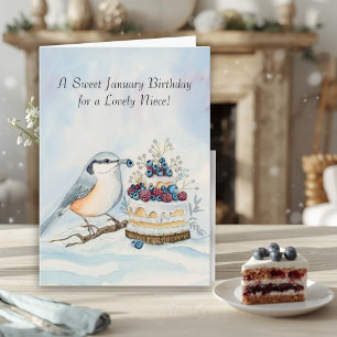 Carte Nièce Joyeux Anniversaire de Janvier Sittelle 