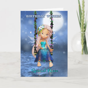 Carte Nièce, Joyeux anniversaire mignon fée sur une bala