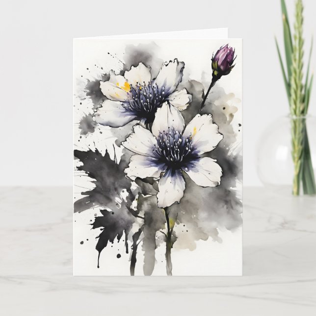 Carte Nigella - Watercolor flowers (Devant)