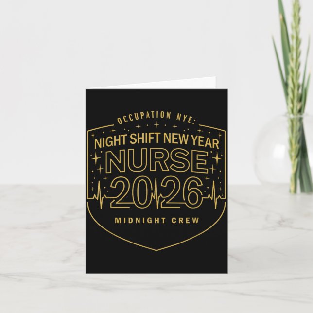 Carte Night Shift New Year Nurse 2026 Midnight Crew Badg (Devant)