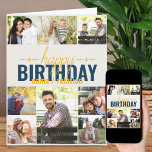 Carte N'Importe Quel Âge 8 Photo Collage Bleu Personnali<br><div class="desc">Carte d'anniversaire personnalisée pour n'importe quel âge. Le modèle photo est prêt pour vous à ajouter 8 de vos photos préférées et personnaliser avec le nom ou la relation de la personne d'anniversaire, comme papa, grand-père, frère etc. A l'intérieur, la carte indique "happy anniversaire" et vous avez également la possibilité...</div>