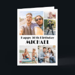 Carte N'IMPORTE QUELLE Année Joyeux Anniversaire 5 Photo<br><div class="desc">Créez votre propre souhait d'anniversaire heureux unique pour un membre de la famille ou un ami avec un élégant collage photo minimaliste carte de voeux plié nom personnalisé. Toutes les images et le libellé de ce modèle sont simples à customiser. Les couleurs et les styles de police sont également faciles...</div>