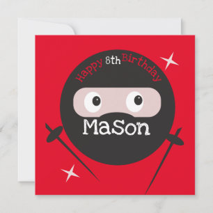 Carte Ninja Arts Martiaux Karate Boys Anniversaire Rouge