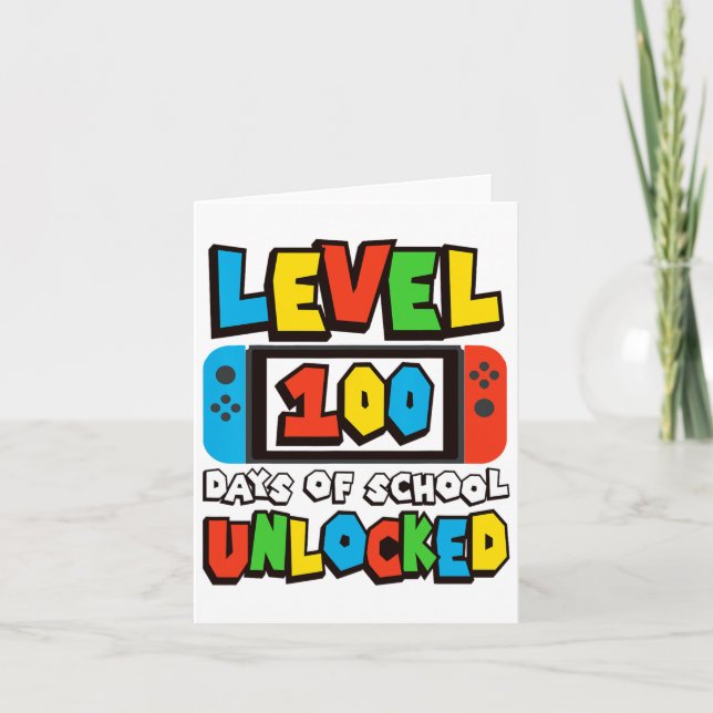 Carte Niveau 100 Jours D'École Jeux Vidéo Déverrouillés  (Devant)