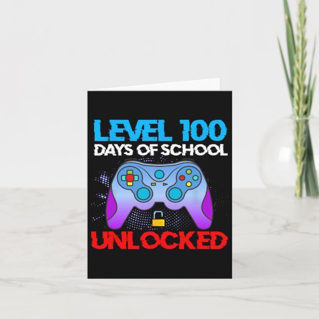 Carte Niveau 100 Jours D'École Jeux Vidéo Déverrouillés  (Devant)