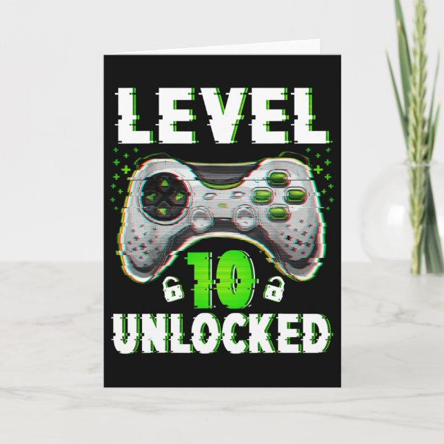 Carte Niveau 10 Débloqué Jeu Vidéo Garçon de 10 ans 10èm (Devant)