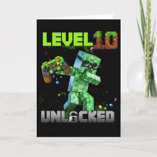 Carte Niveau 10 déverrouillé - Anniversaire Garçon Pixel
