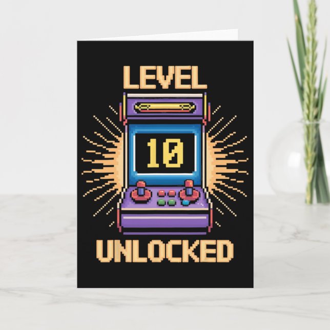 Carte Niveau 10 Déverrouiller Jeu d'anniversaire 10 ans  (Devant)