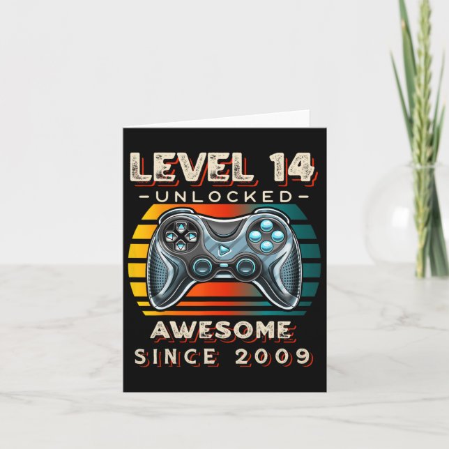 Carte Niveau 14 Jeu vidéo déverrouillé 14e anniversaire  (Devant)