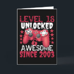 Carte Niveau 18 débloqué Incroyable depuis 2003<br><div class="desc">Idée de cadeau parfait pour hommes,  femmes,  enfants pour Noël ou anniversaire avec une citation drôle - Niveau 18 débloqué Incroyable depuis 2003</div>