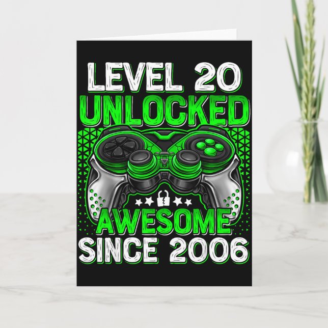 Carte Niveau 20 débloqué Garçons de 20 ans 20e anniversa (Devant)