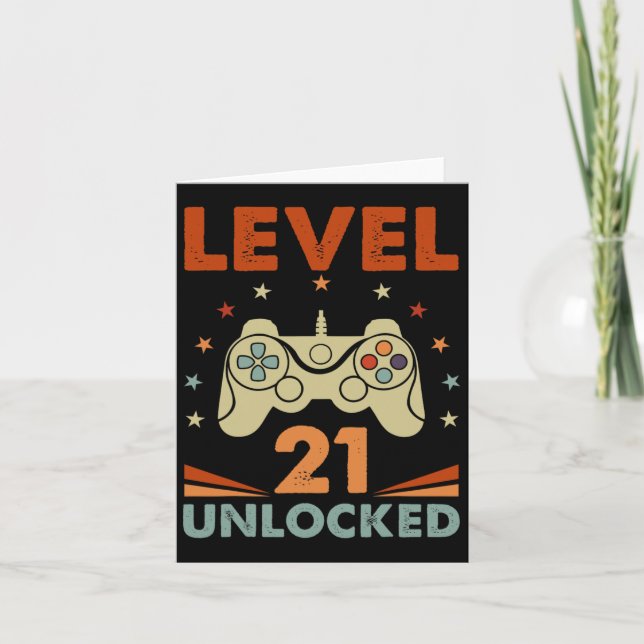 Carte Niveau 21 Jeu vidéo déverrouillé 21e anniversaire  (Devant)