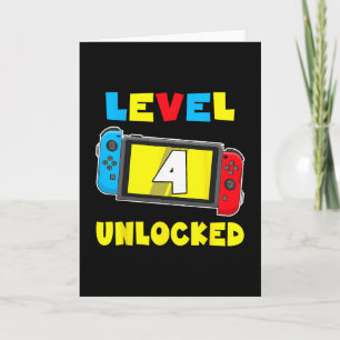 Carte Niveau 4 Débloqué Chemise d'anniversaire 4 ans Jeu